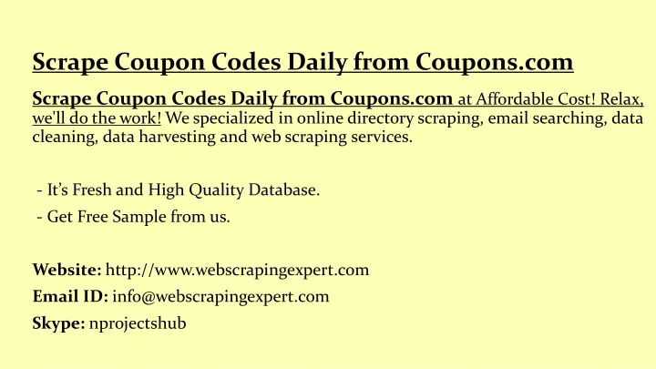 scrape coupon codes daily from coupons com