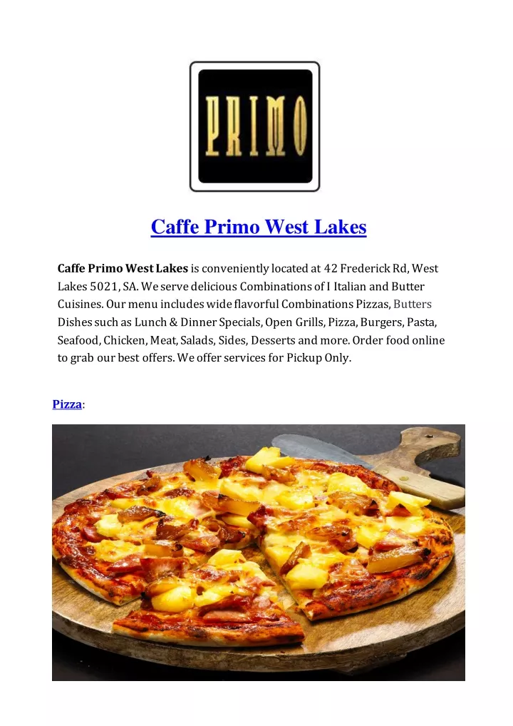caffe primo west lakes
