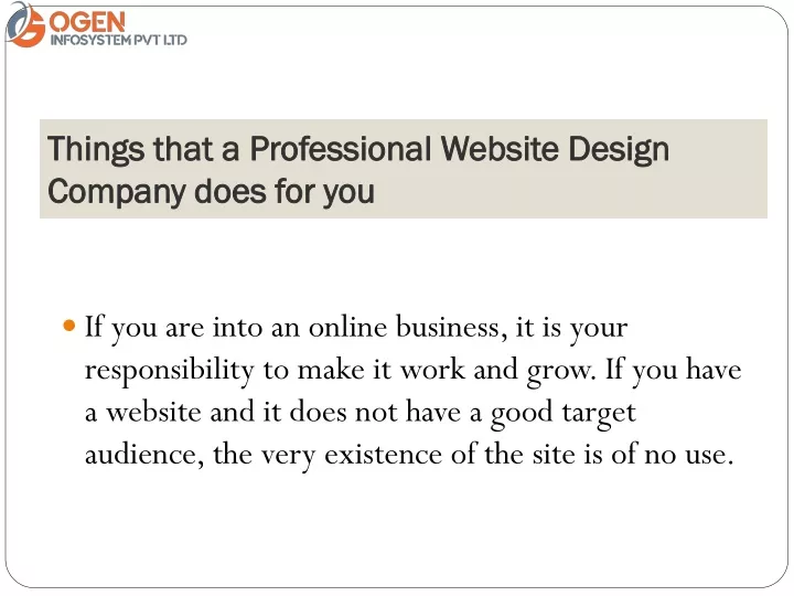 things that a professional website design company does for you