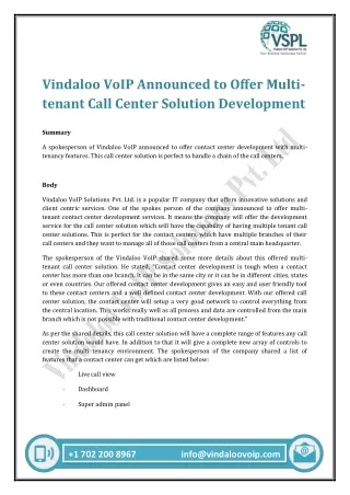 vindaloo voip announced to offer multi tenant