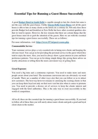 essential tips for running a guest house