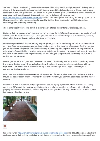 timber interlocking patio deck tiles: A Simple Definition