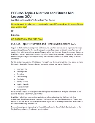 ecs 555 topic 4 nutrition and fitness mini