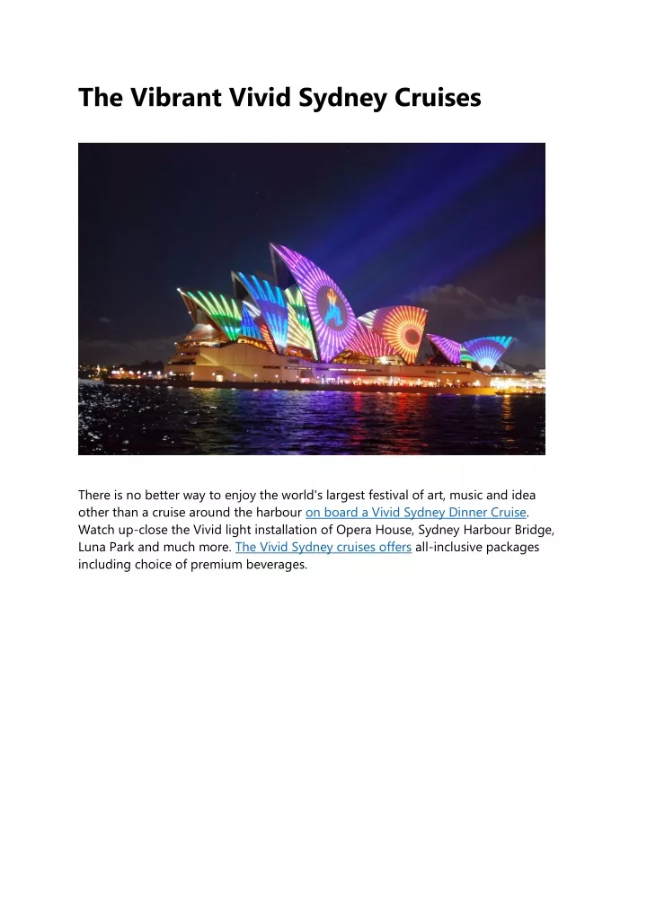 the vibrant vivid sydney cruises