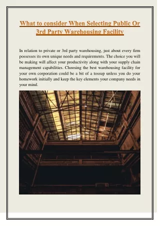 in relation to private or 3rd party warehousing