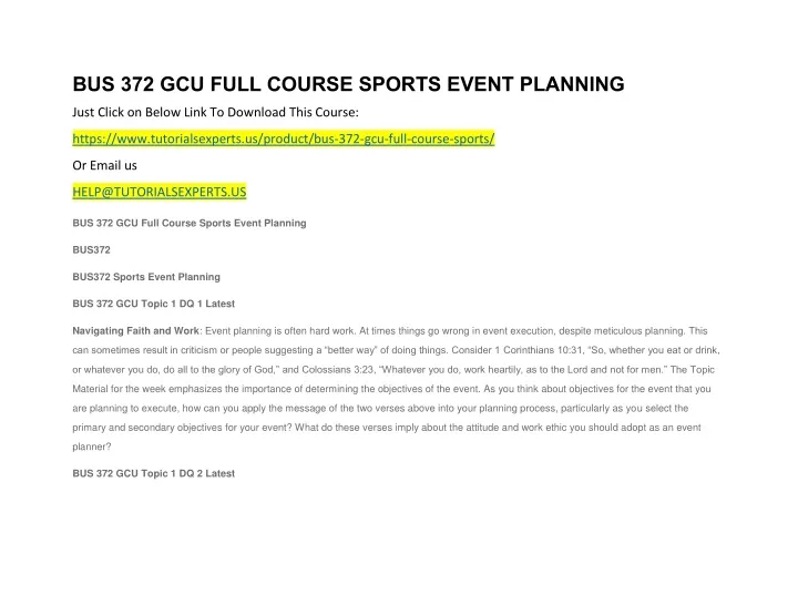 bus 372 gcu full course sports event planning