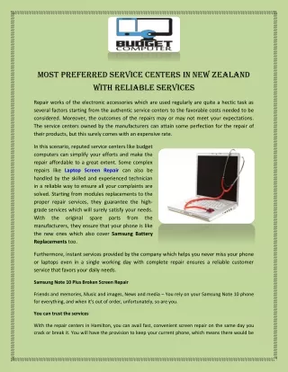 Most Preferred Service Centers in New Zealand with Reliable Services