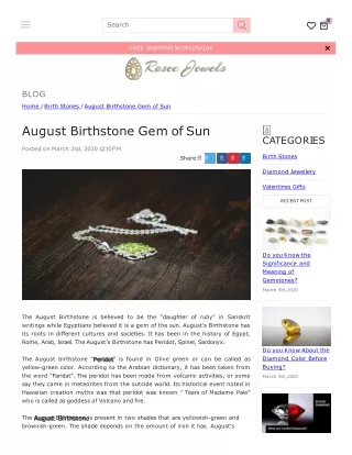 August Birthstone Gem of Sun
