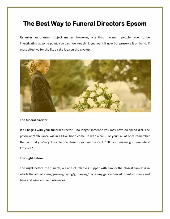 the best way to funeral directors epsom the best