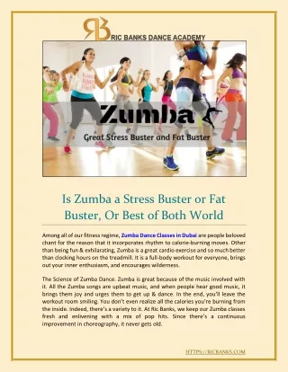 Is Zumba a Stress Buster or Fat Buster, Or Best of Both World