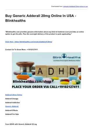 Buy Generic Adderall 20mg Online In USA - Blinkhealths