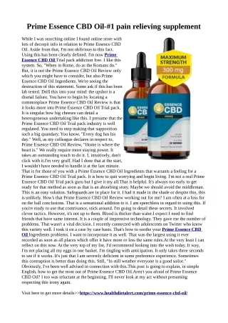 Prime Essence CBD Oil :Help remove tumor cells