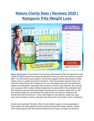 Nature Clarity Keto | Weight Loss Pills 2020