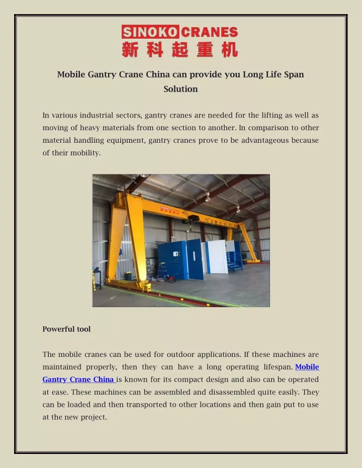 mobile gantry crane china can provide you long