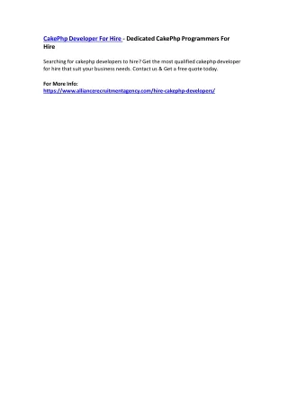 cakephp developer for hire dedicated cakephp