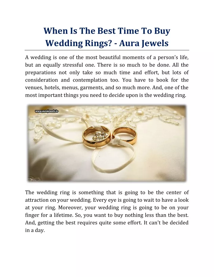 when is the best time to buy wedding rings aura