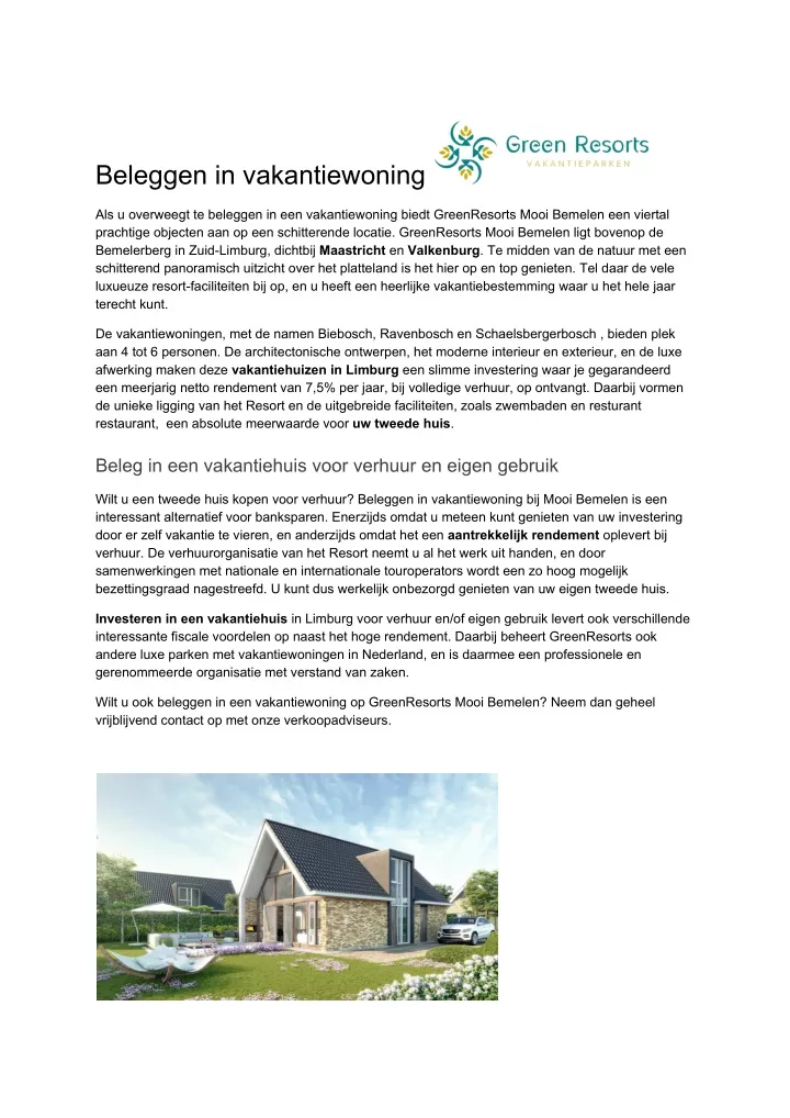 beleggen in vakantiewoning