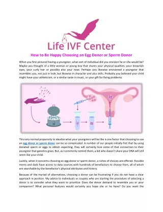 how to be happy choosing an egg donor or sperm