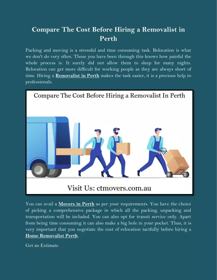 compare the cost before hiring a removalist