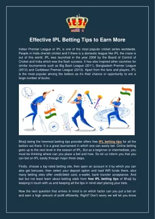 Effective IPL Betting Tips to Earn More