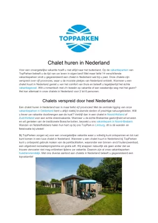 chalet huren in nederland