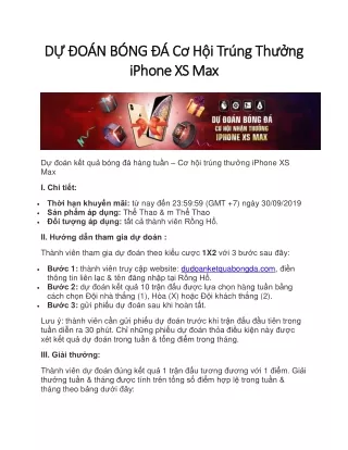 DỰ ĐOÁN BÓNG ĐÁ Cơ Hội Trúng Thưởng iPhone XS Max