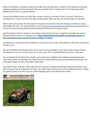 robot yard mowers is wonderful means to look