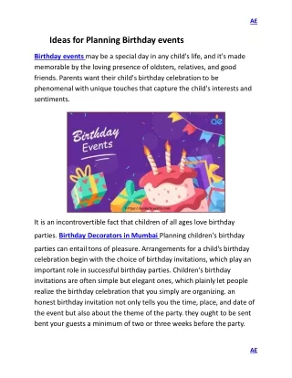 Ideas for Planning Birthday events