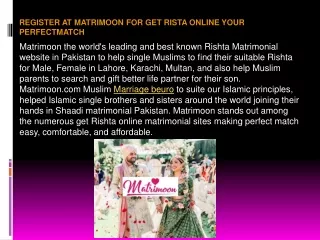register at matrimoon for get rista online your perfectmatch