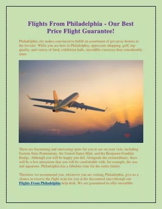 Best and cheap Price Flight Guarantee!