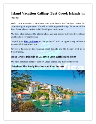 Island Vacation Calling- Best Greek Islands in 2020