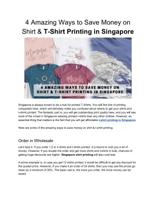 4 Amazing Ways to Save Money on Shirt & T-Shirt Printing in Singapore