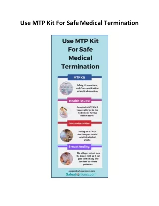 Use MTP Kit For Safe Medical Termination