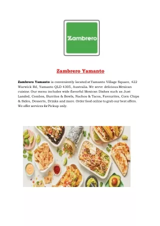 5% Off - Zambrero Mexican Restaurant Menu in Yamanto, QLD