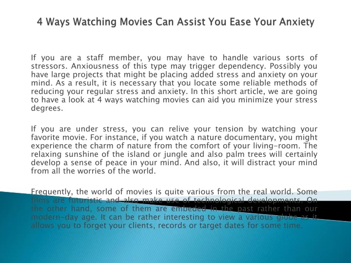 4 ways watching movies can assist you ease your anxiety
