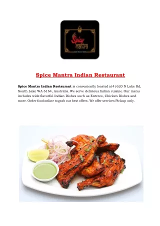 5% - Spice Mantra Indian Restaurant menu - South Lake, WA