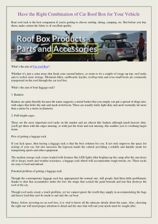 have the right combination of car roof