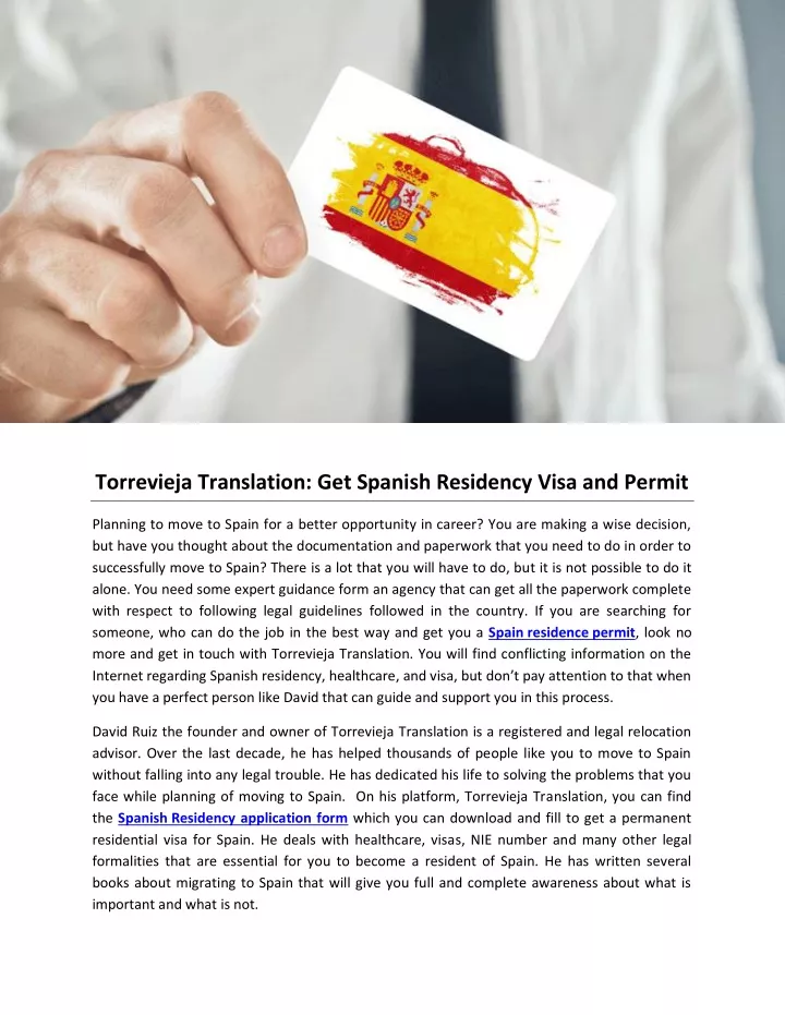 torrevieja translation get spanish residency visa