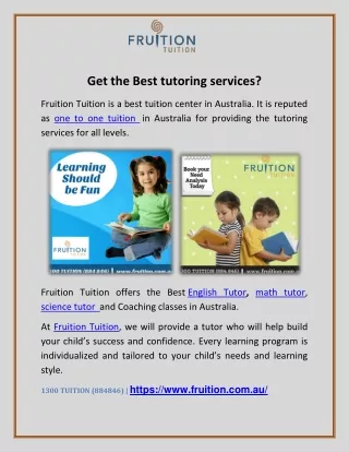 Get the best Tutoring Services for your child