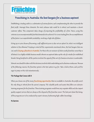 Franchising in Australia: the best bargain for a business aspirant