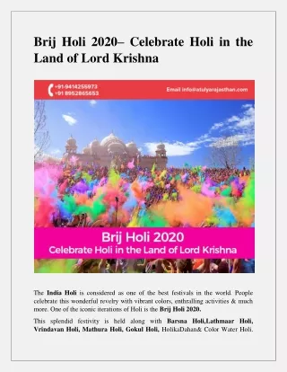 Brij holi 2020 celebrate holi with lord krishna
