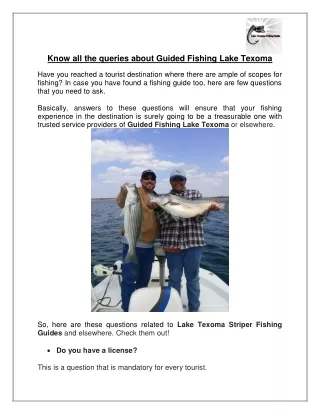 Know all the queries about Guided Fishing Lake Texoma