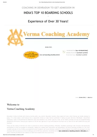 Best Coaching for Admission  in India's Top 10 Boarding schools -