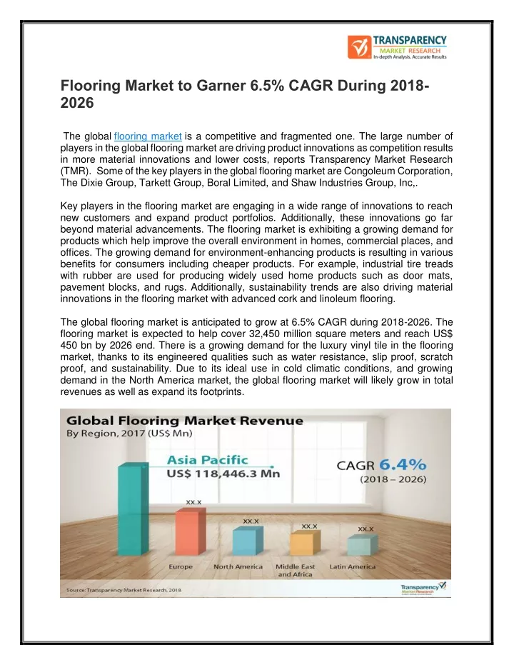 flooring market to garner 6 5 cagr during 2018