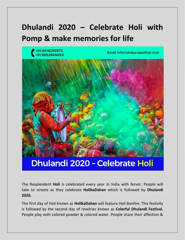 dhulandi 2020 celebrate holi with pomp make