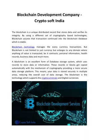 blockchain development company crypto soft india