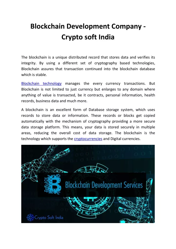 blockchain development company crypto soft india