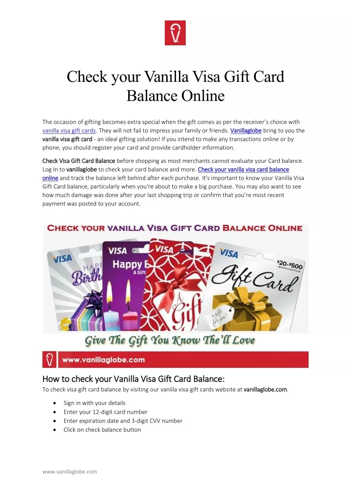check your vanilla visa gift card balance online