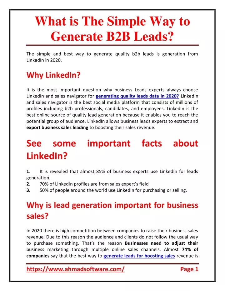 what is the simple way to generate b2b leads