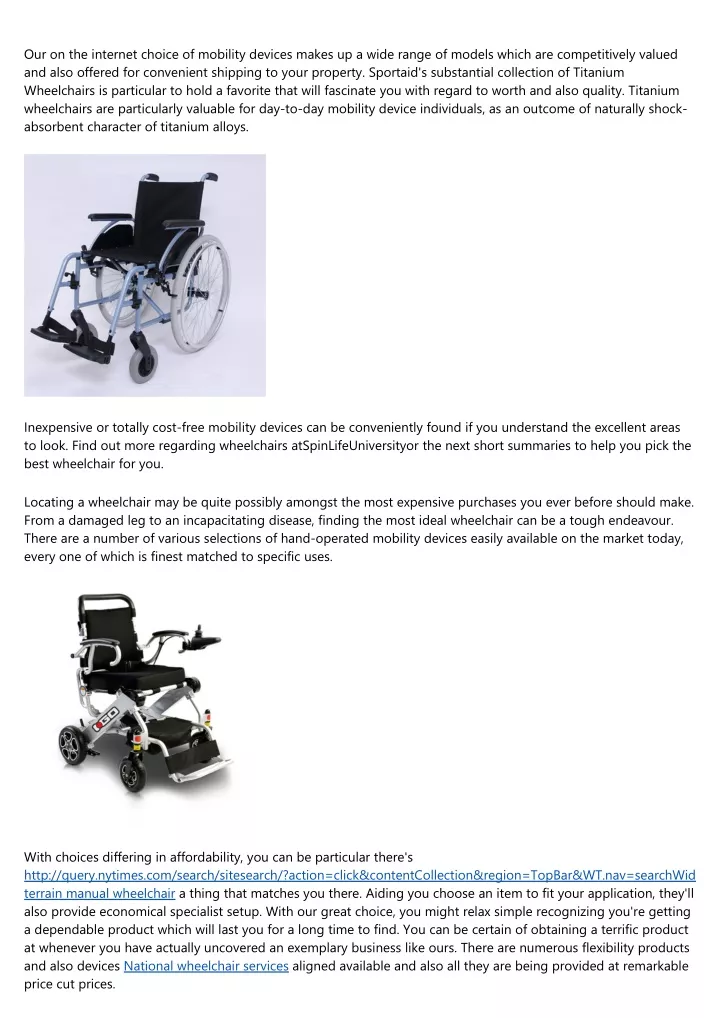 our on the internet choice of mobility devices